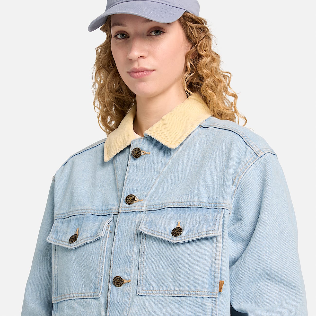 All Gender Corduroy Collared Denim Jacket in Light Blue TBL Blue ALT3