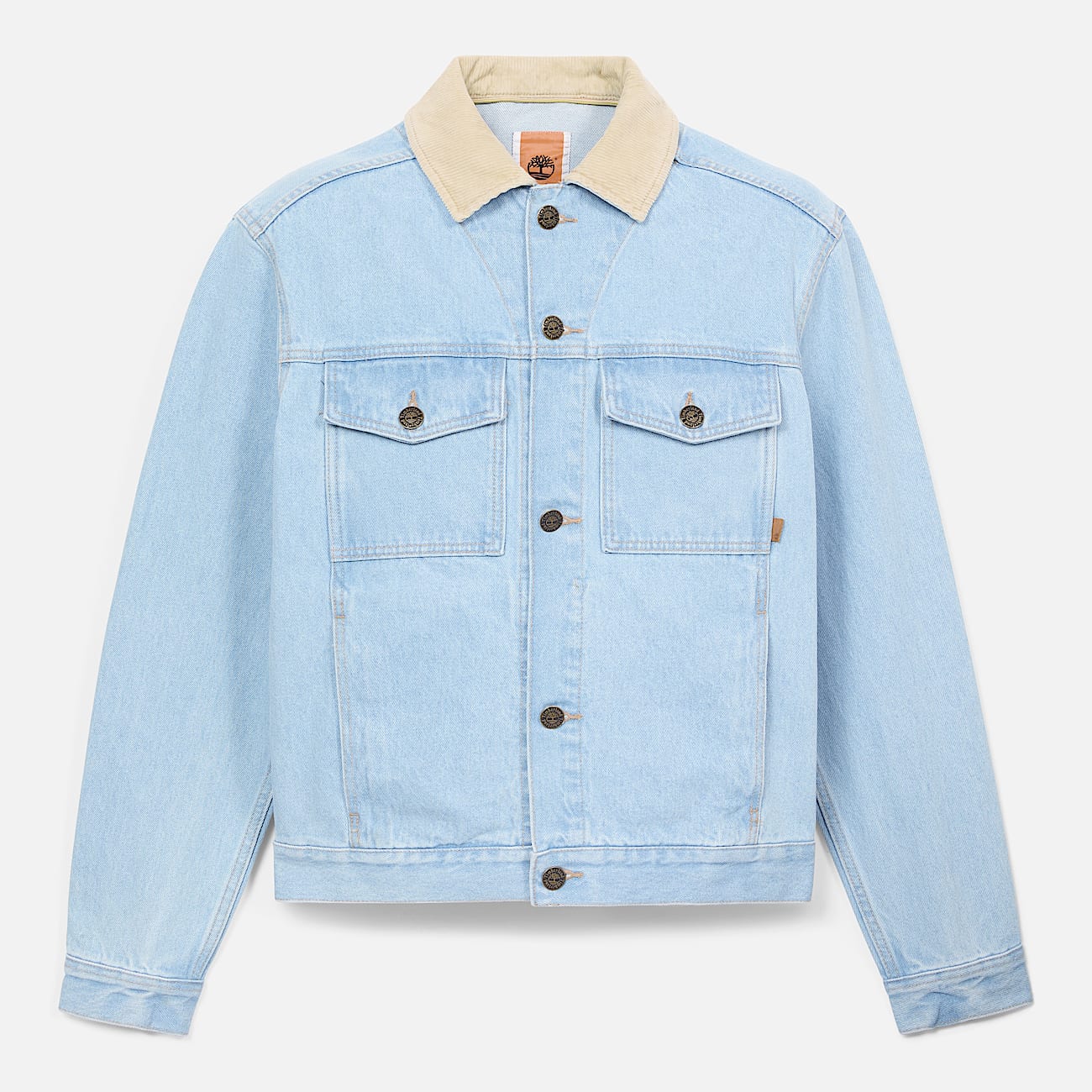 All Gender Corduroy Collared Denim Jacket in Light Blue TBL Blue HERO