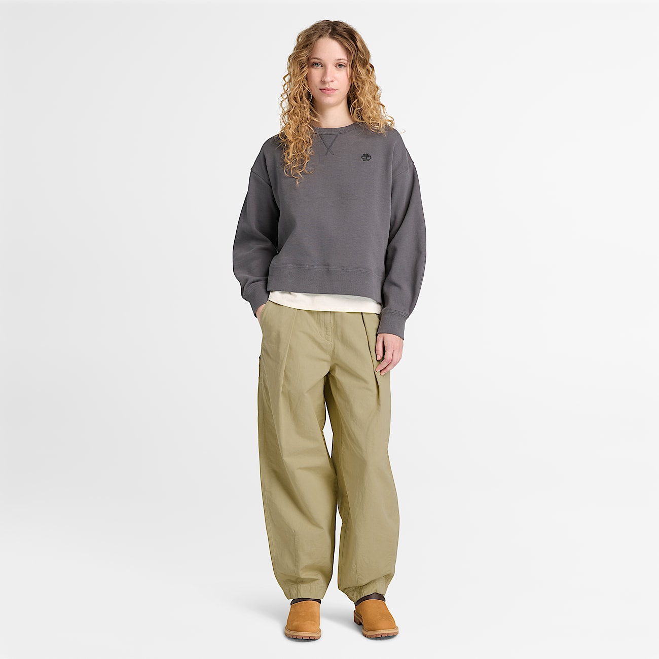 Pantalones utilitarios de algodn y lino para mujer en verde TBL verde ALT2
