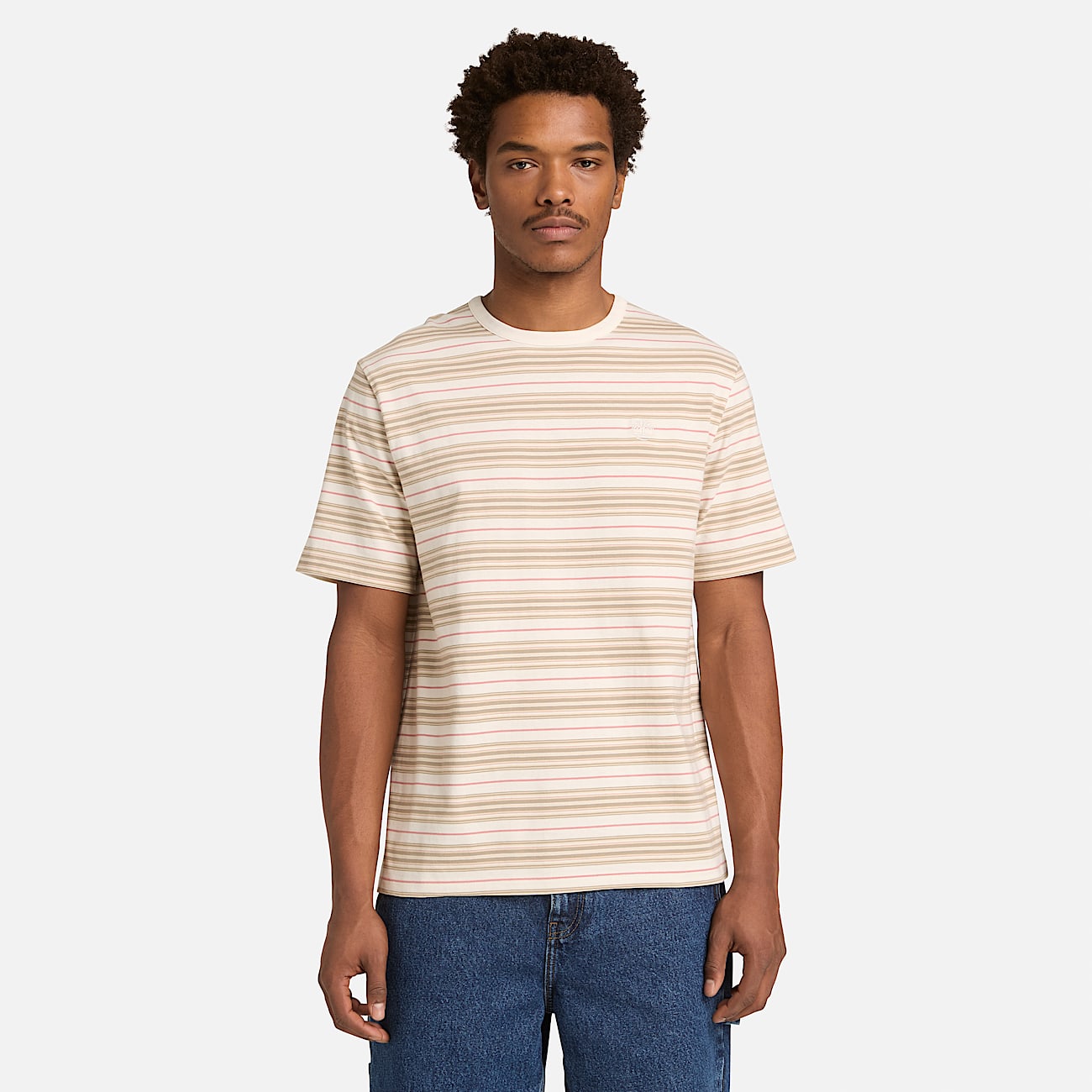 All Gender Striped TShirt in WhitePink TBL Pink ALT3