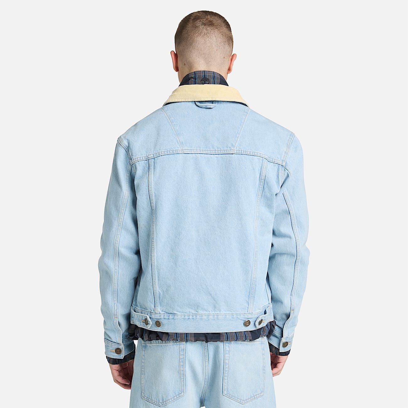 All Gender Corduroy Collared Denim Jacket in Light Blue TBL Blue ALT8