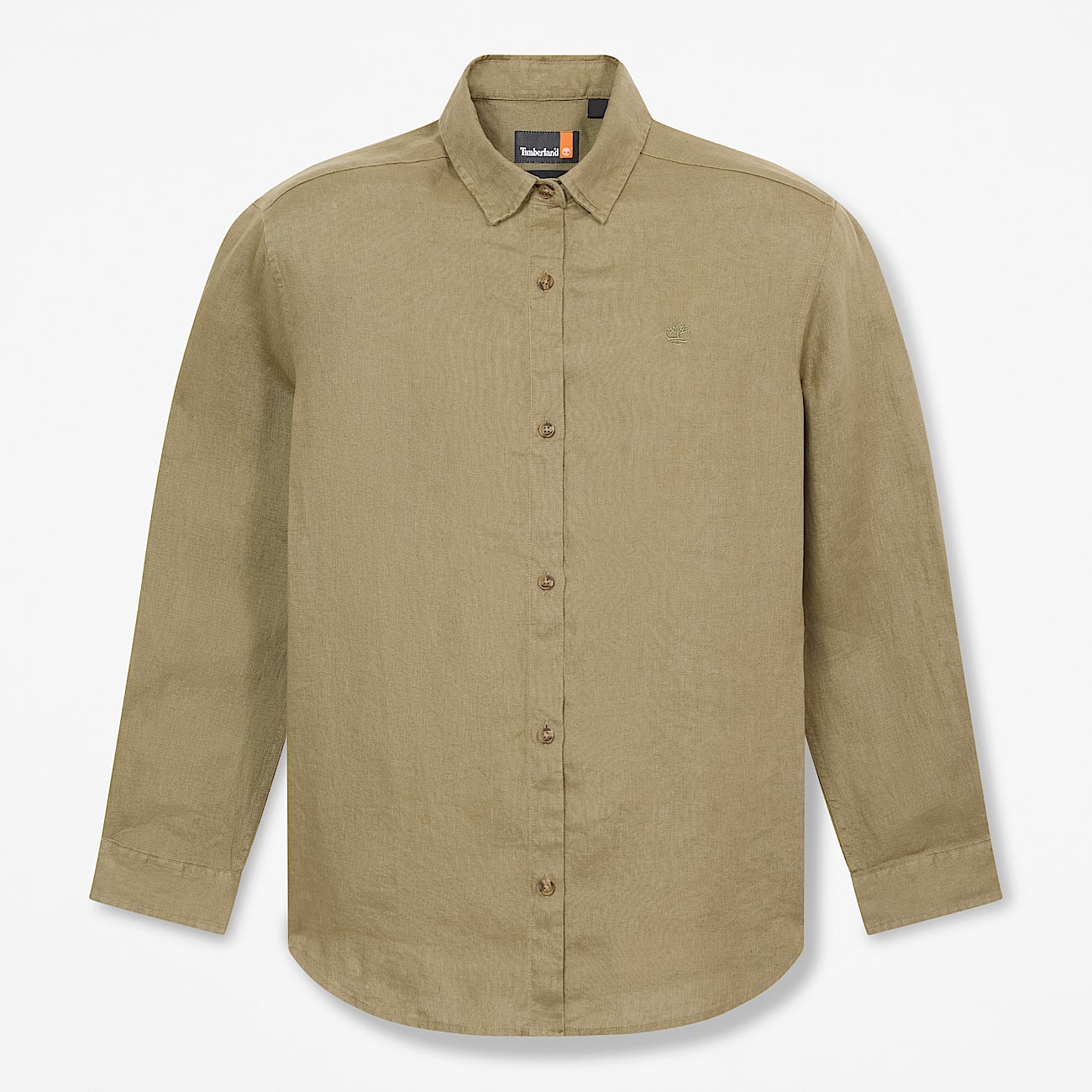 Camisa de lino de manga larga para mujer en verde TBL verde HERO