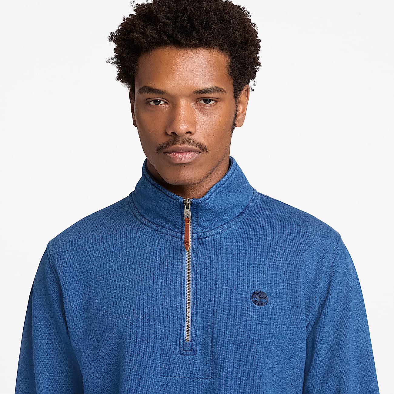 Indigoblaues Sweatshirt mit Viertelreiverschluss fr Herren in Blau TBL Blau ALT3