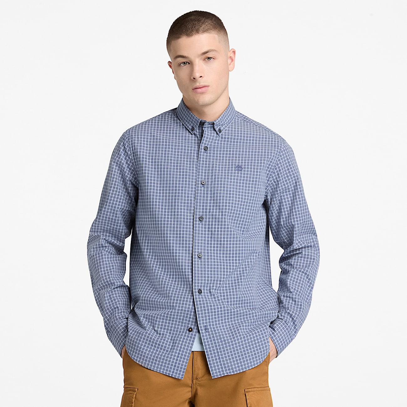 Micro Plaid PopelineHemd fr Herren in Blau TBL Blau ALT1