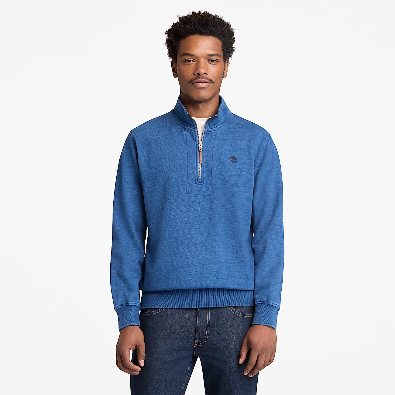 Indigo Quarter-Zip Sweatshirt for Men in Blue - 2