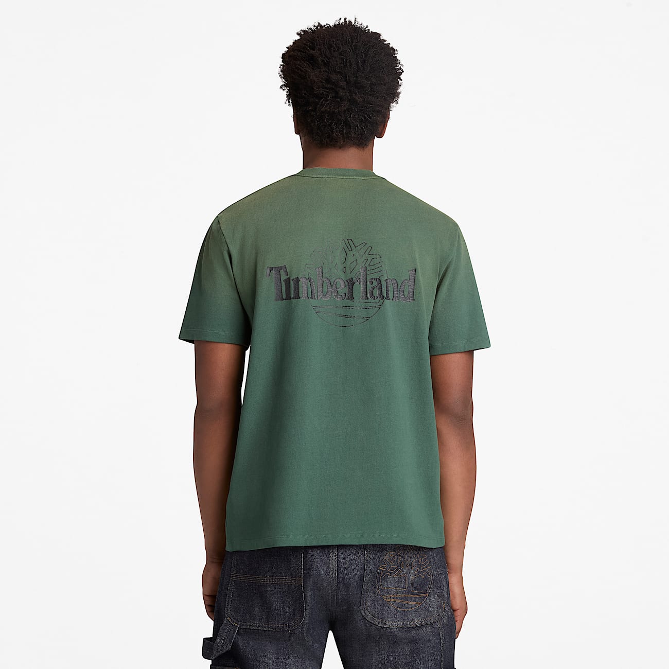 Sunfaded Tree Logo Graphic Heavyweight T-Shirt for Men in Dark Green - 5