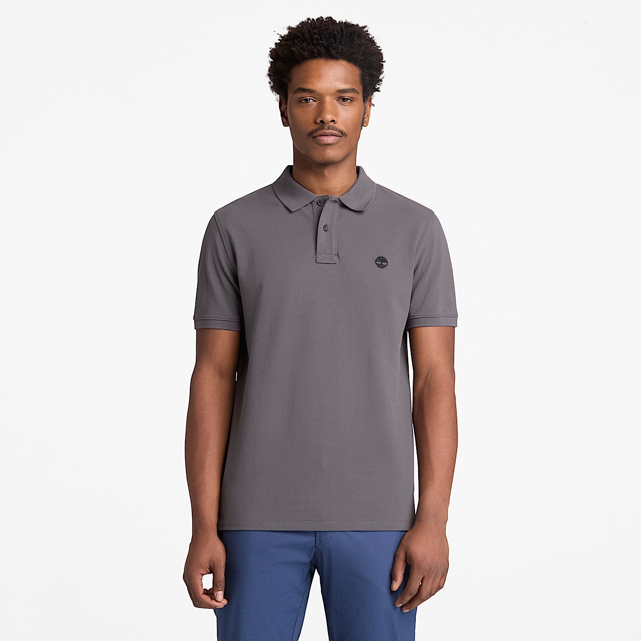 Polo de manga corta en piqu Millers River para hombre en gris oscuro TBL gris ALT1