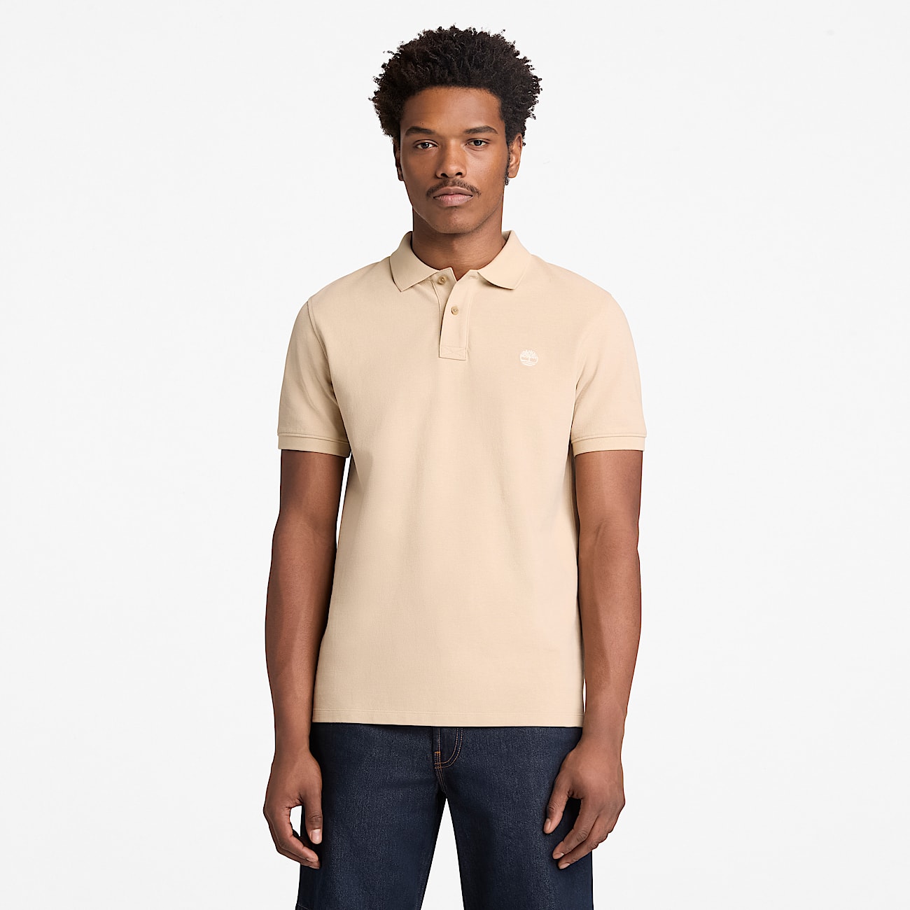 Millers River Short-Sleeve Pique Polo Shirt for Men in Beige - 2