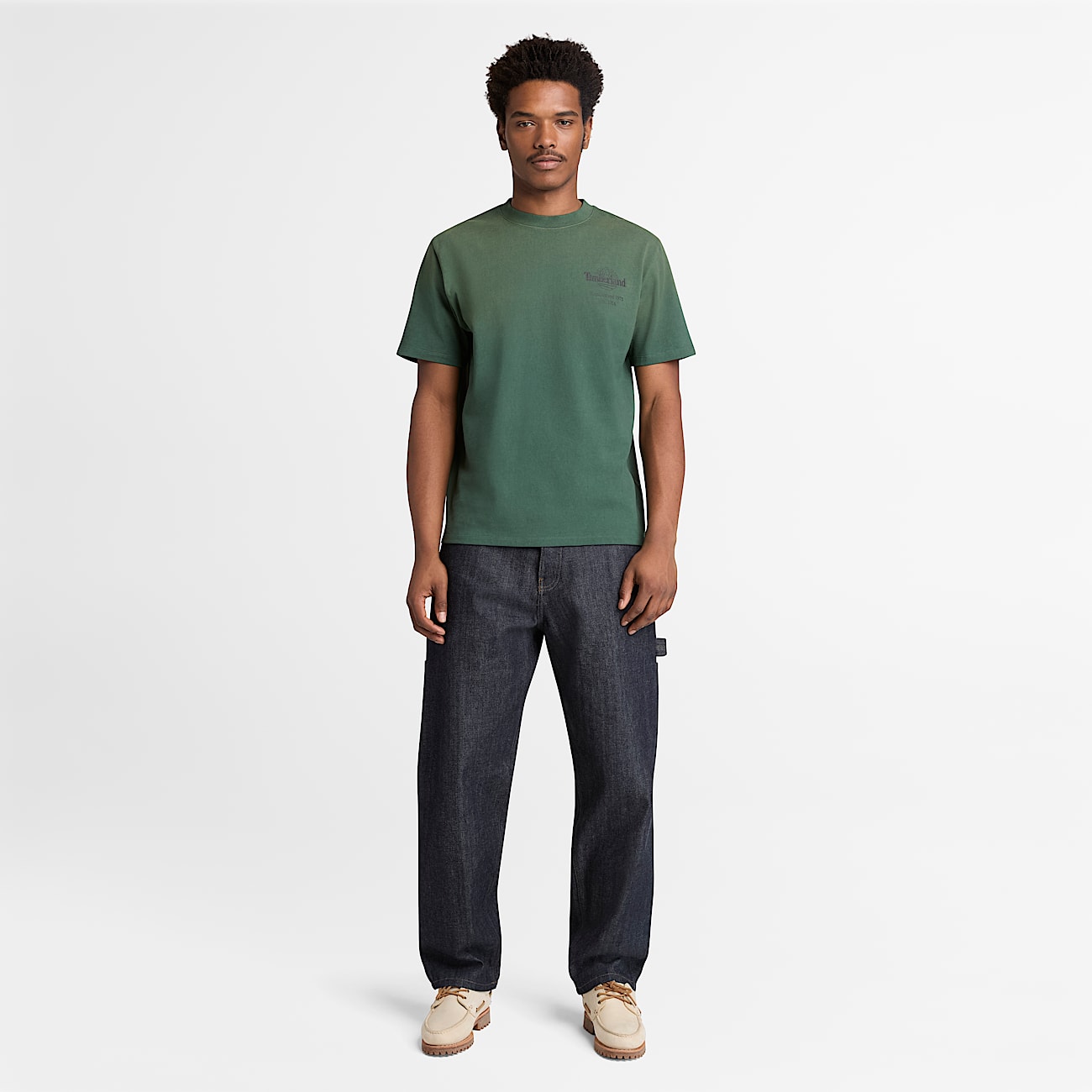 Sunfaded Tree Logo Graphic Heavyweight T-Shirt for Men in Dark Green - 3