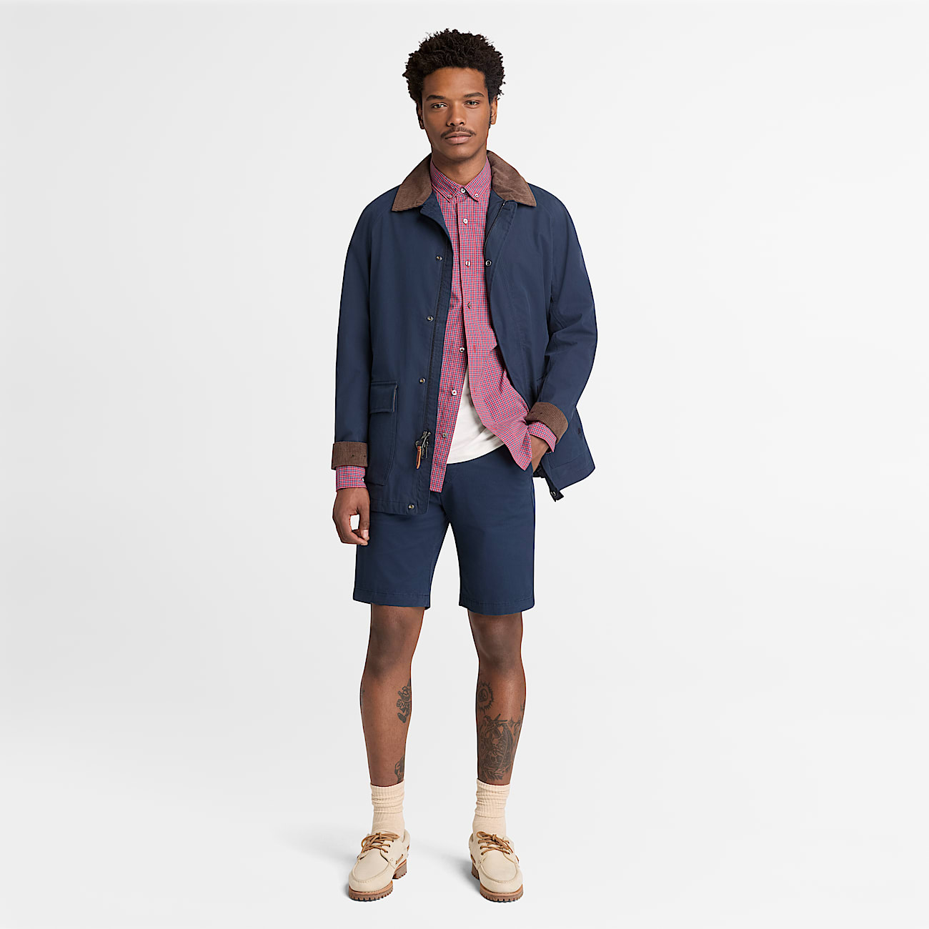 Micro Plaid Poplin Shirt for Men in Red - 3