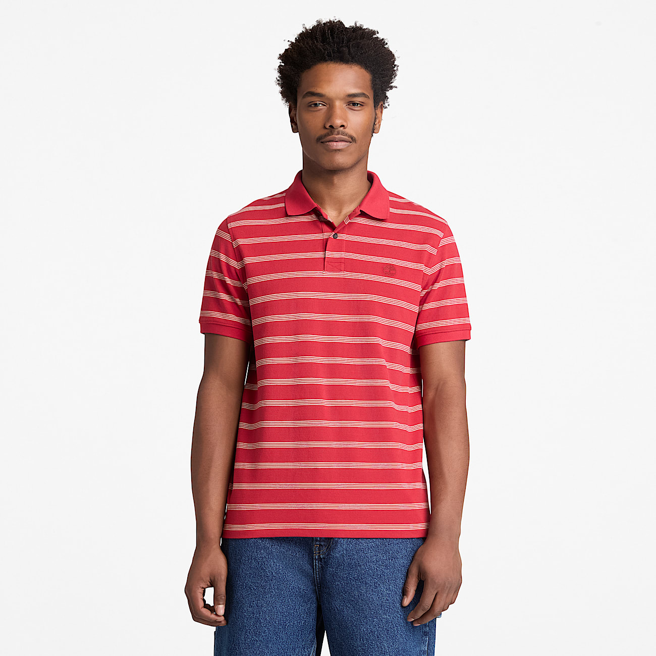 Millers River KurzarmPolohemd mit Streifen fr Herren in Rot TBL Rot ALT1