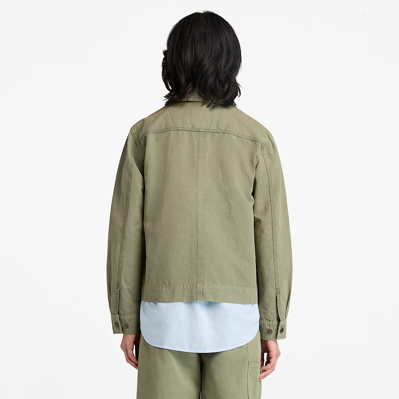 Sobrecamisa utilitaria de algodn y lino para mujer en verde TBL verde ALT8