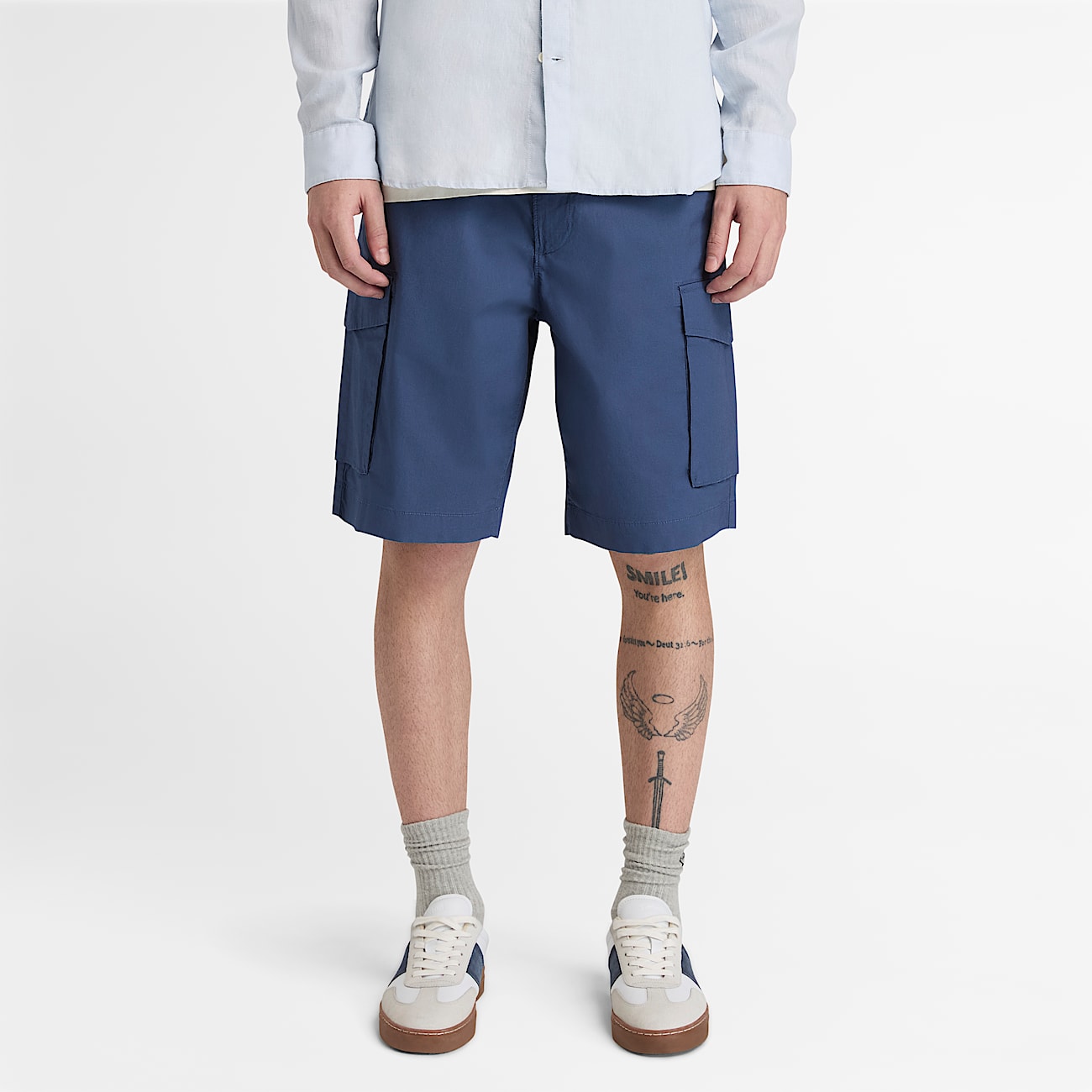 Brookline Poplin Cargo Short for Men in Dark Blue TBL Blue ALT1