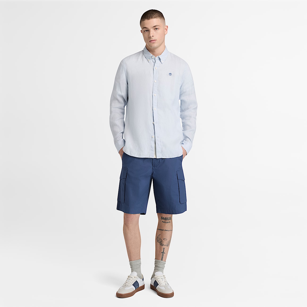 Brookline Poplin Cargo Short for Men in Dark Blue TBL Blue ALT2