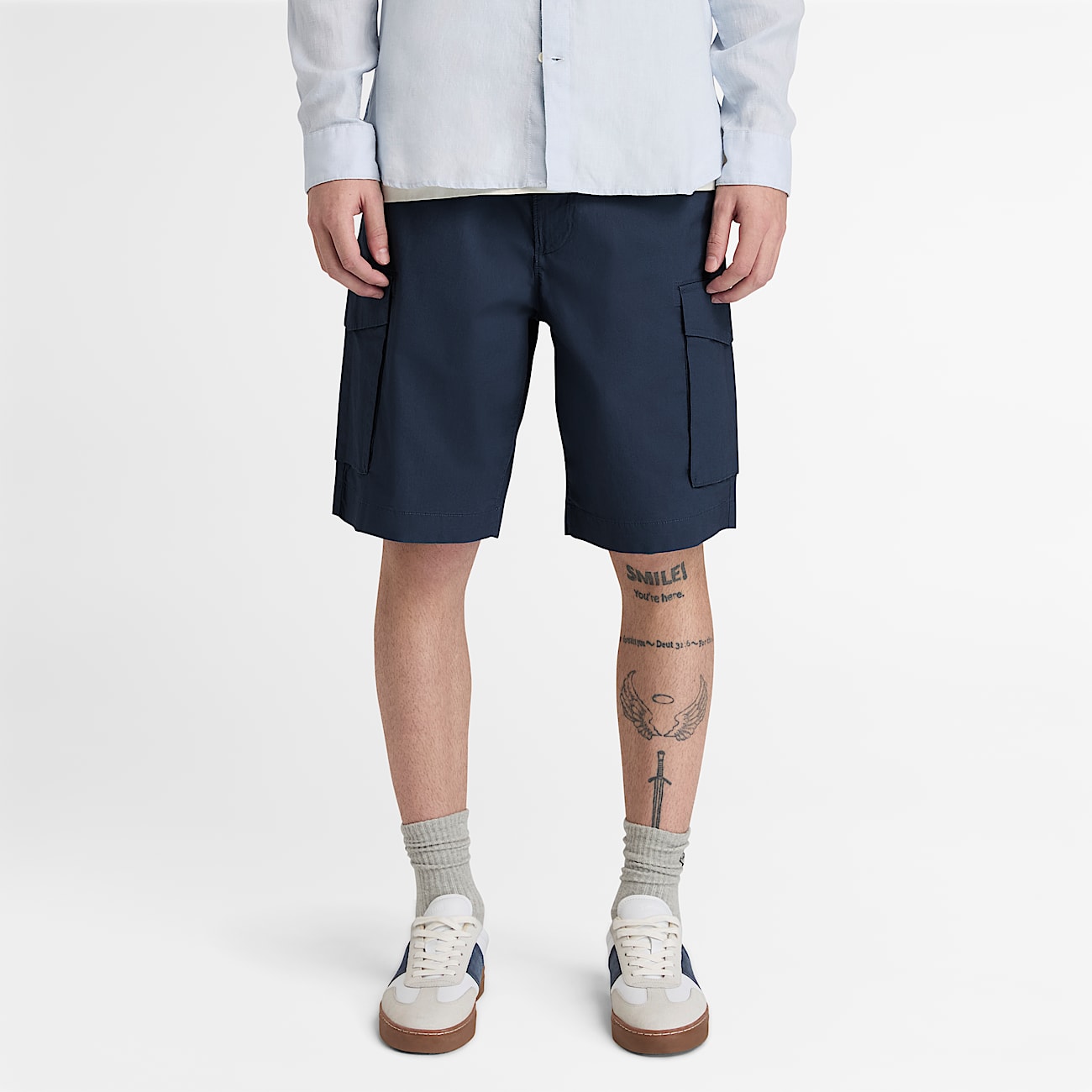 Brookline Poplin Cargo Short for Men in Dark Blue TBL Blue ALT1