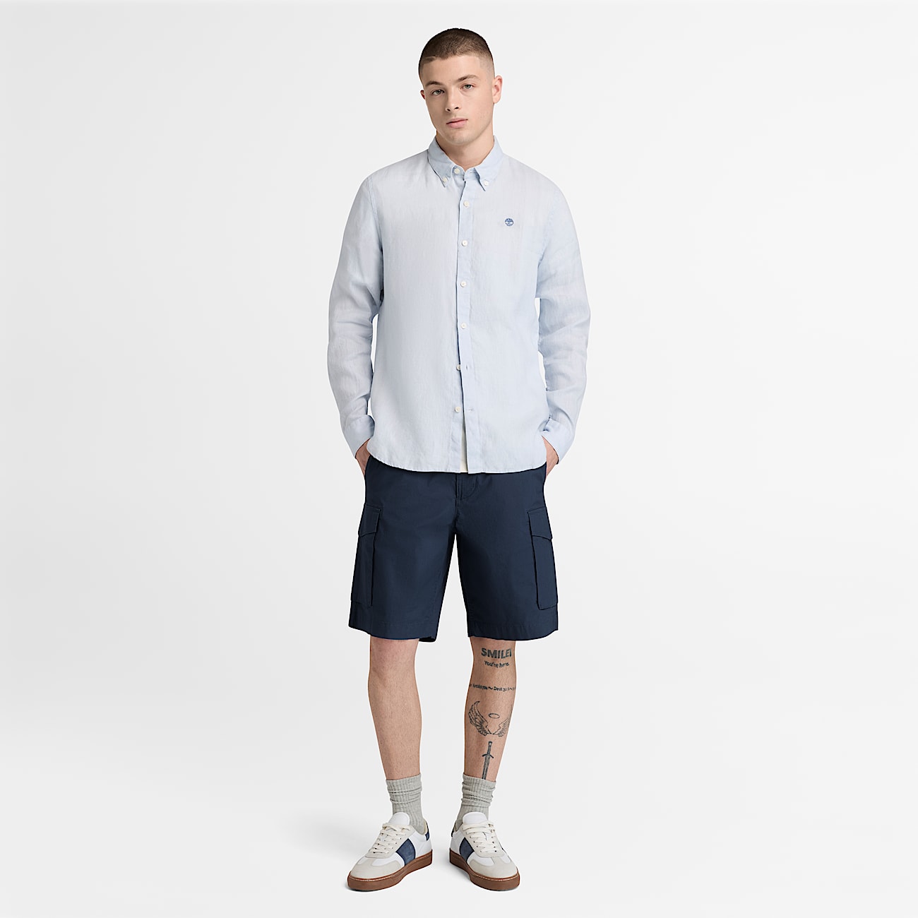 Brookline Poplin Cargo Short for Men in Dark Blue TBL Blue ALT2