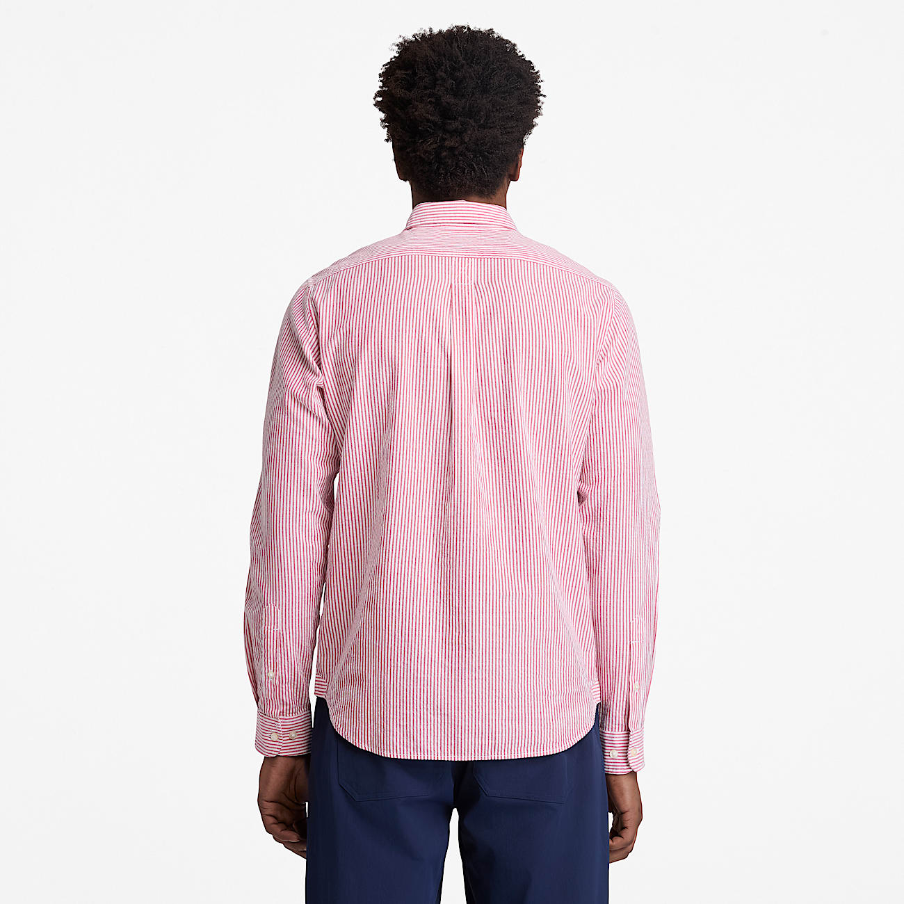 Langrmeliges gestreiftes SeersuckerHemd fr Herren in Rot TBL Rot ALT8