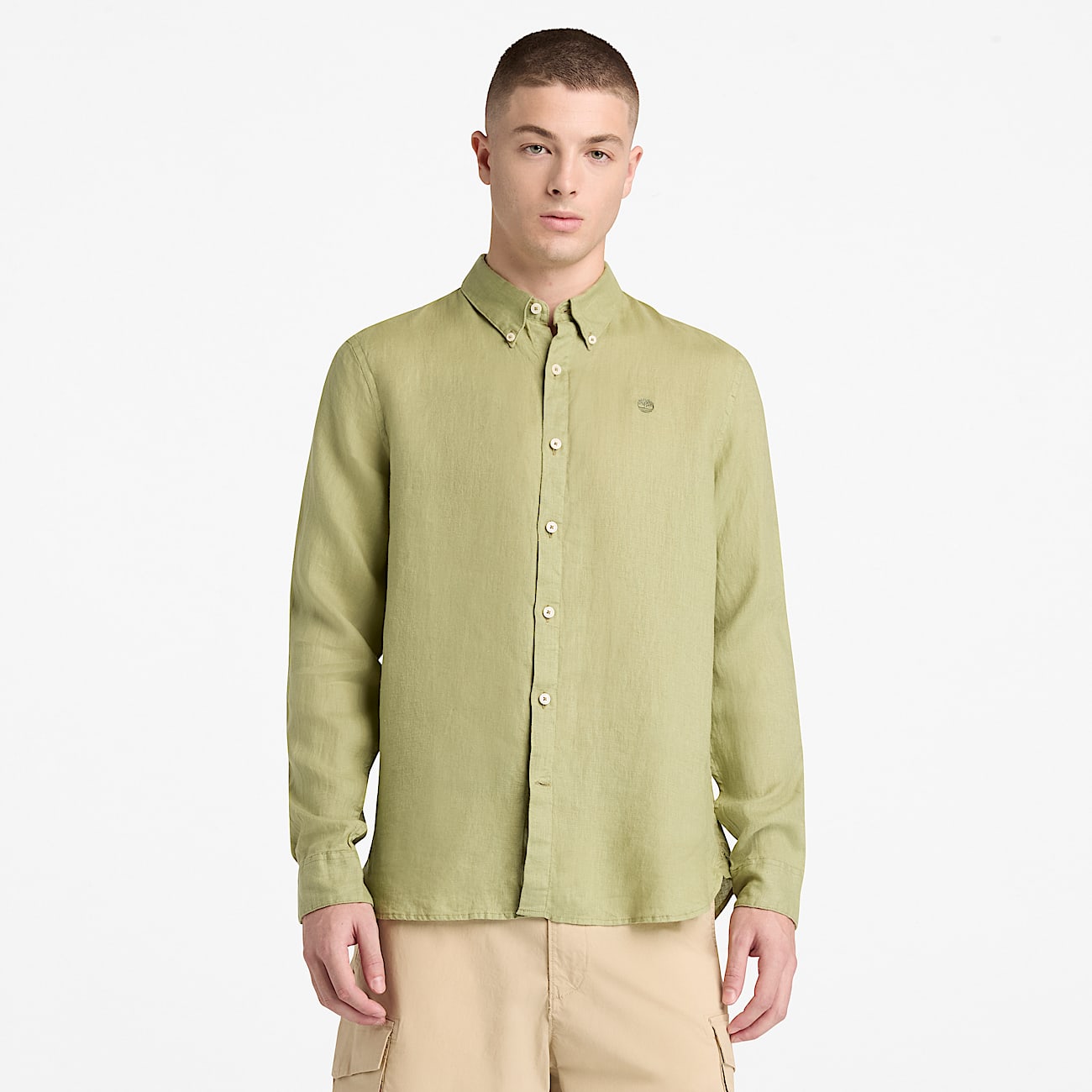 Mill Brook Linen Shirt for Men in Green TBL Green ALT1