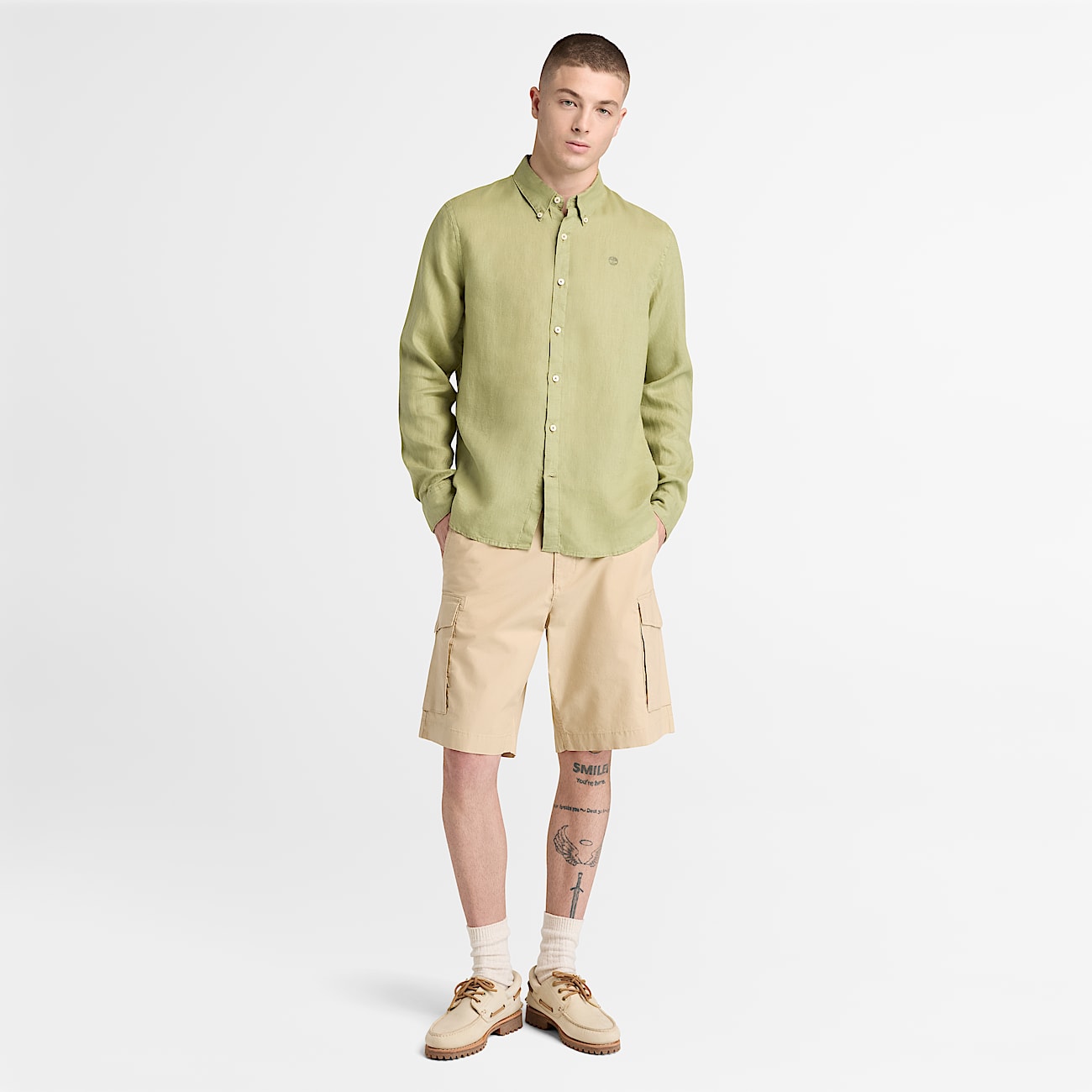 Mill Brook Linen Shirt for Men in Green TBL Green ALT2
