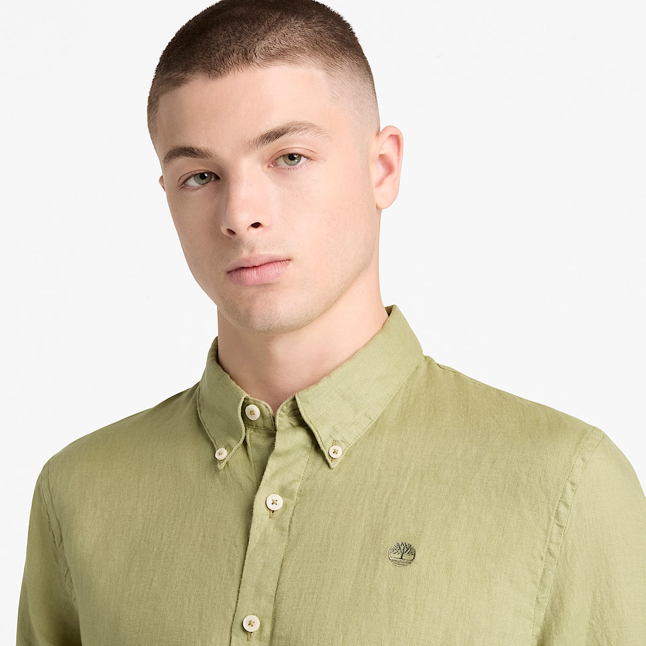 Mill Brook Linen Shirt for Men in Green TBL Green ALT3