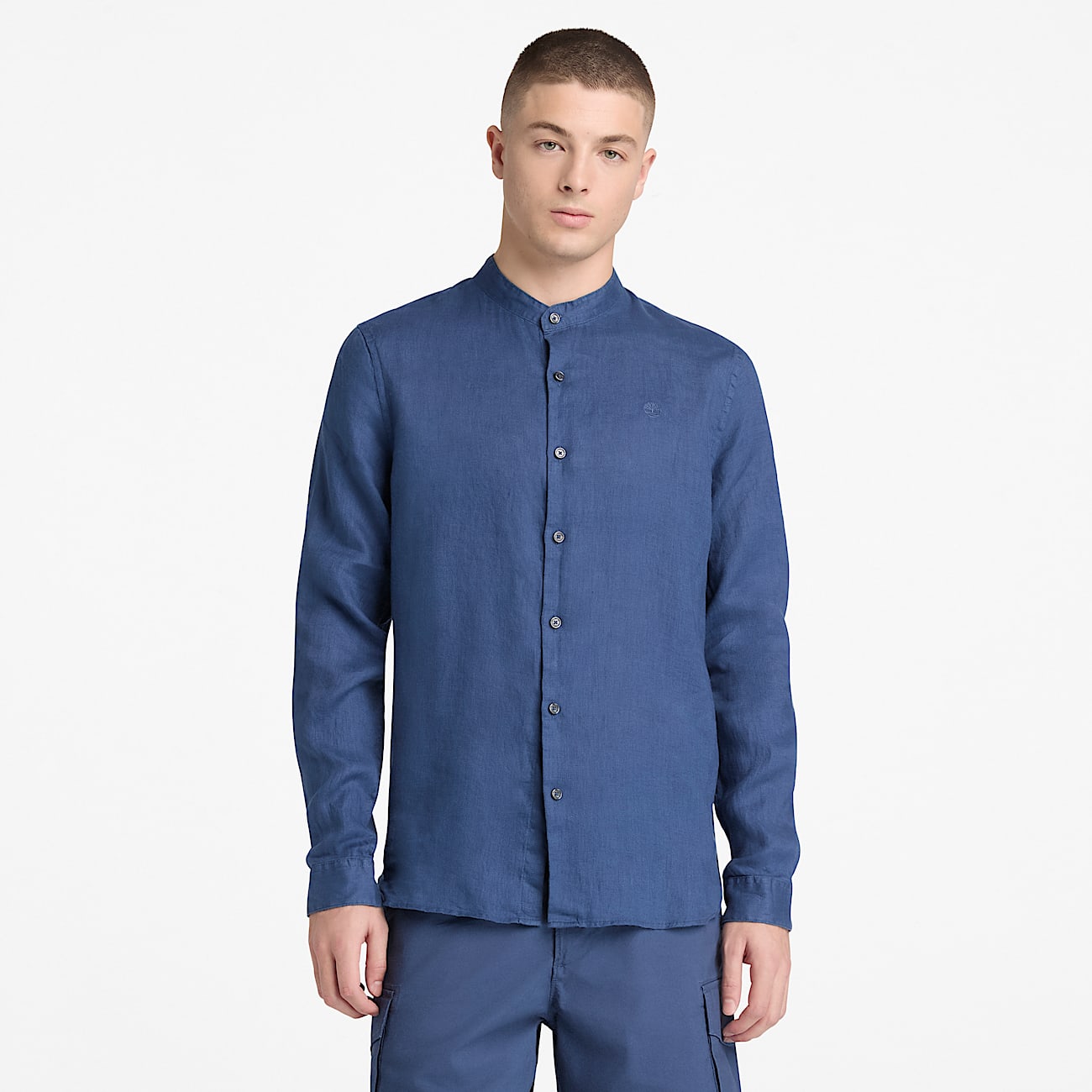 Mill Brook Linen Shirt for Men in Dark Blue TBL Blue ALT1