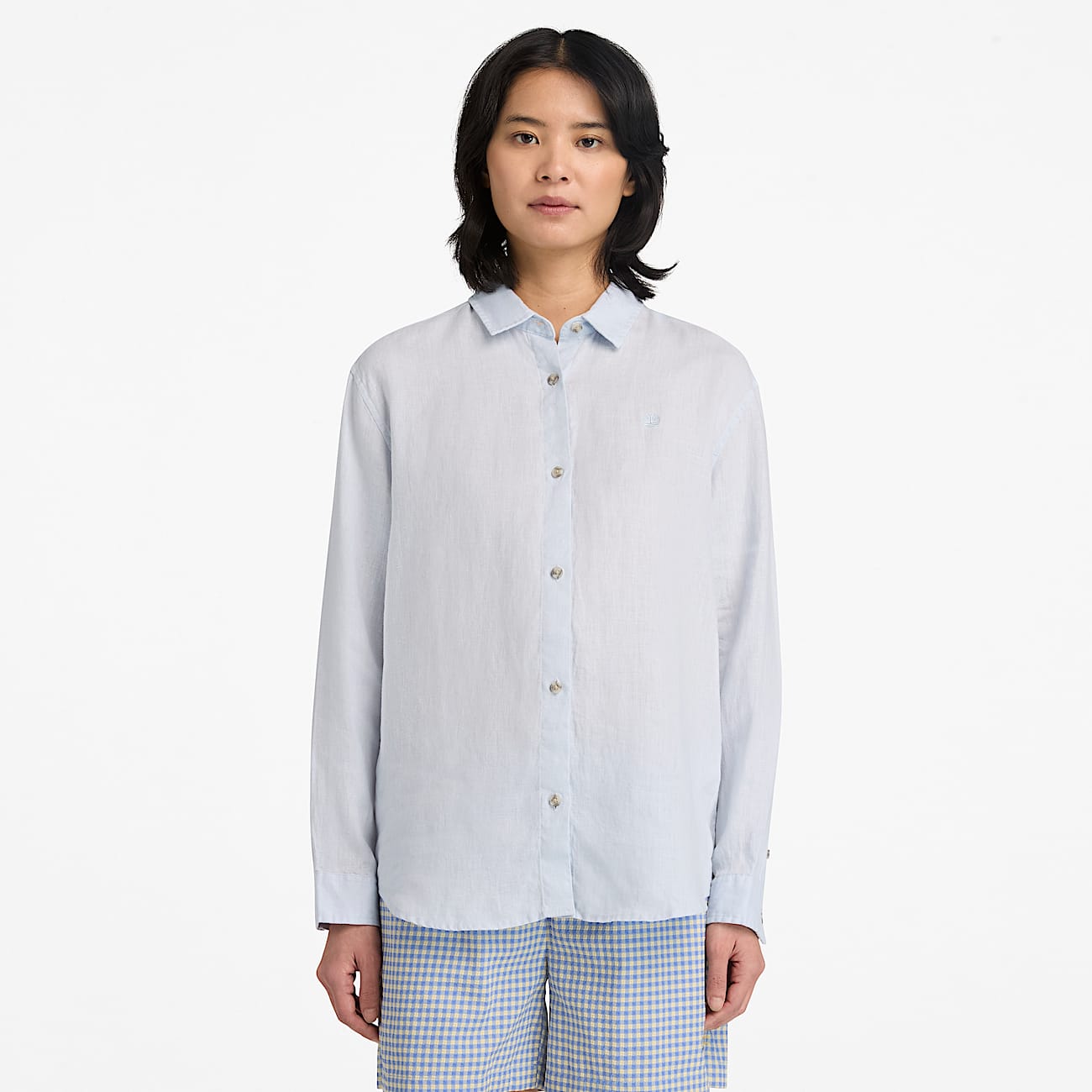 Long-Sleeve Linen Shirt for Women in Grey - 2