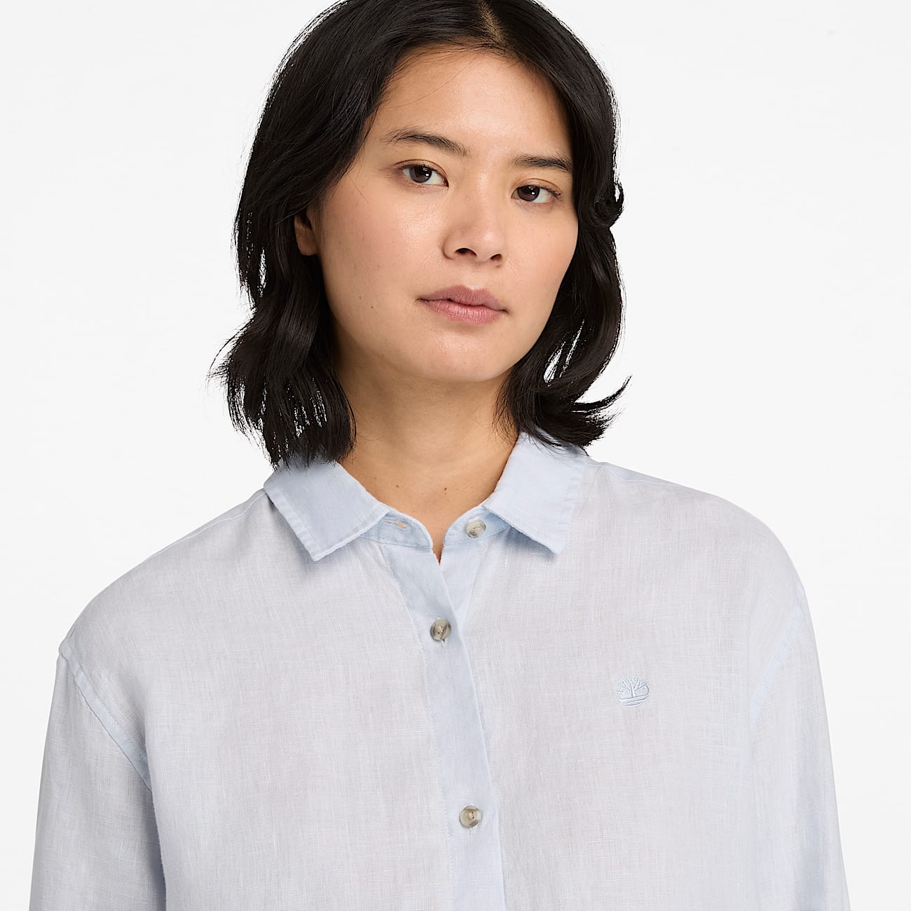 Long-Sleeve Linen Shirt for Women in Grey - 4