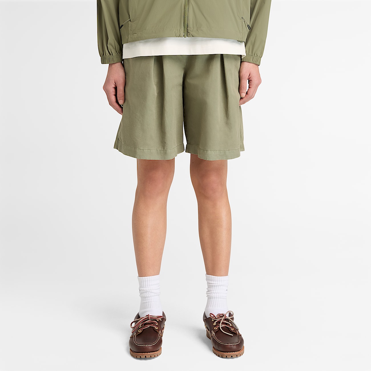 Bermudas de lino y algodn para mujer en verde TBL verde ALT1