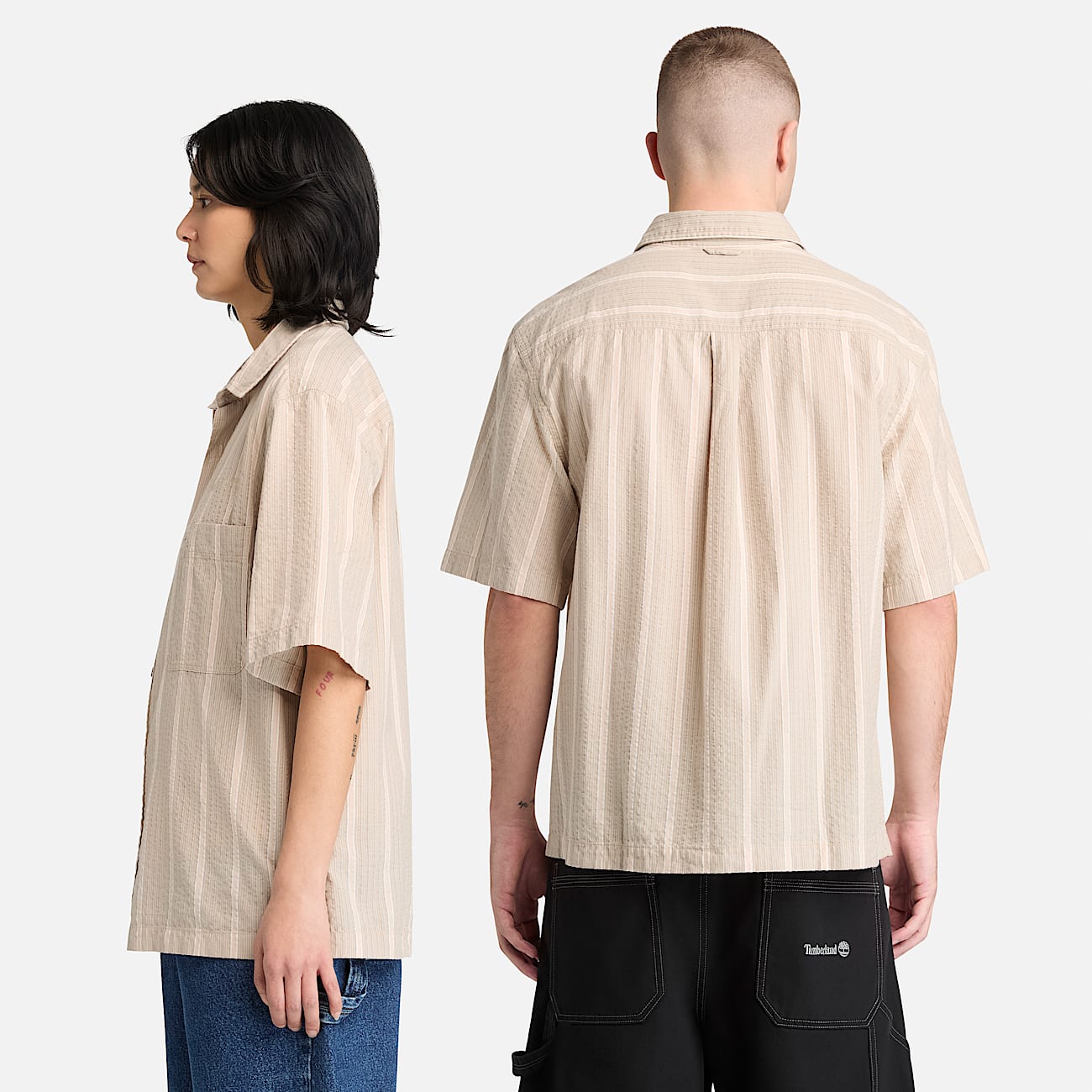 All Gender Lightweight Button Down Shirt in GreyBeige TBL Beige ALT2