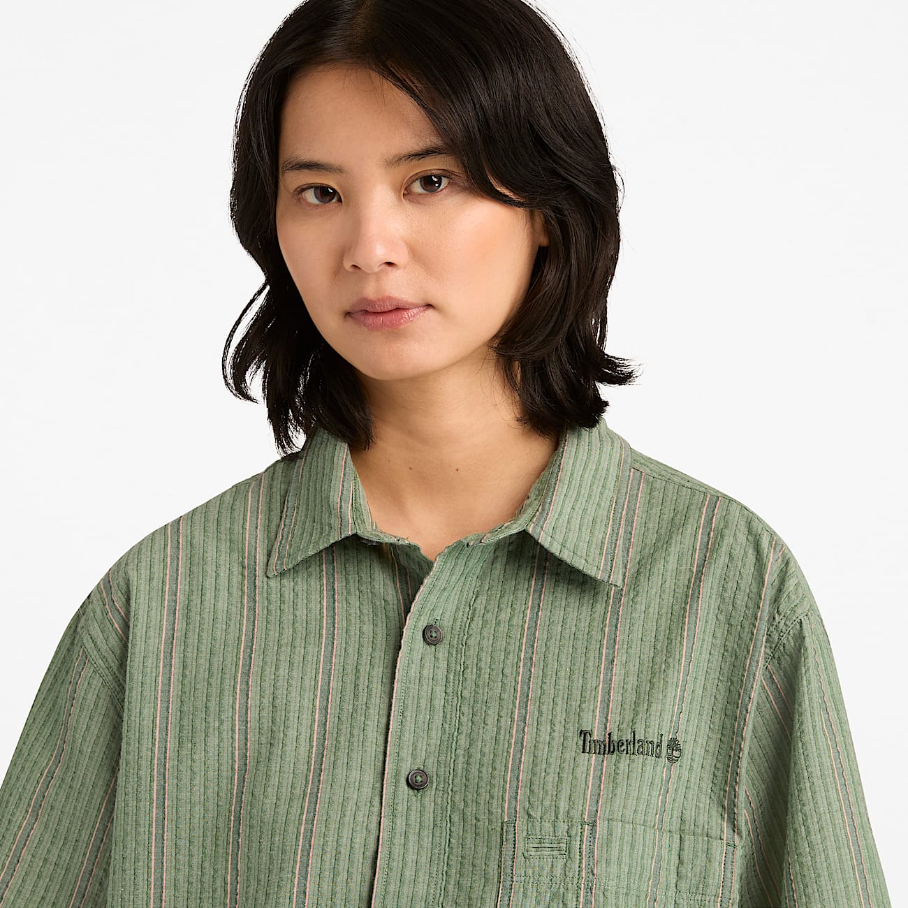 All Gender Lightweight Button Down Shirt in Dark Green TBL Green ALT4