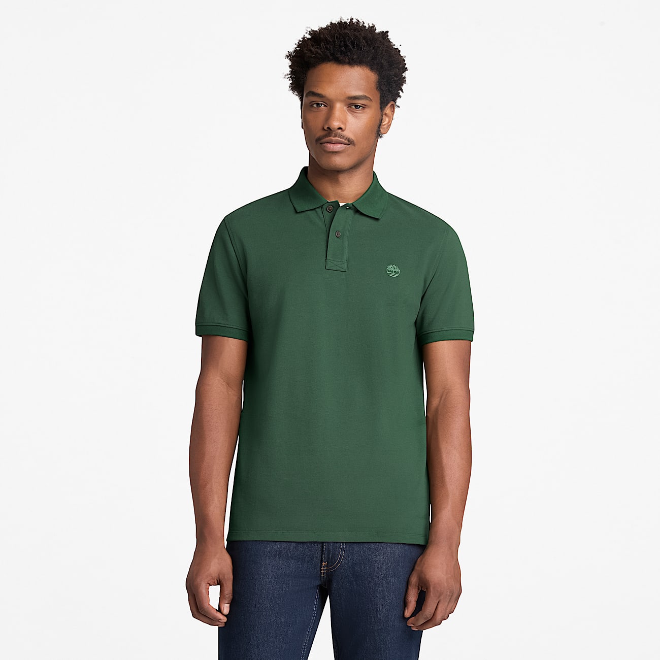 Millers River Short-Sleeve Pique Polo Shirt for Men in Dark Green - 2