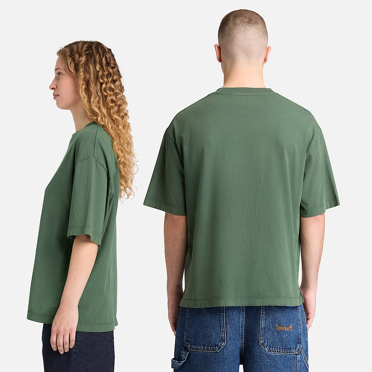 All Gender Sunwashed Embroidered Logo TShirt in Dark Green TBL Green ALT2