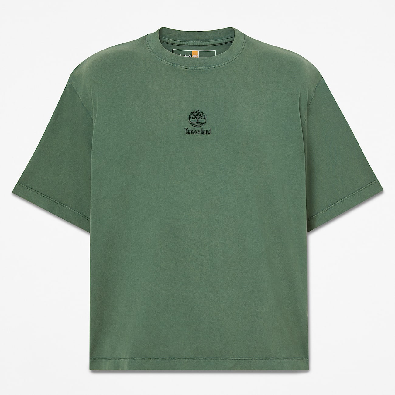 All Gender Sunwashed Embroidered Logo TShirt in Dark Green TBL Green HERO