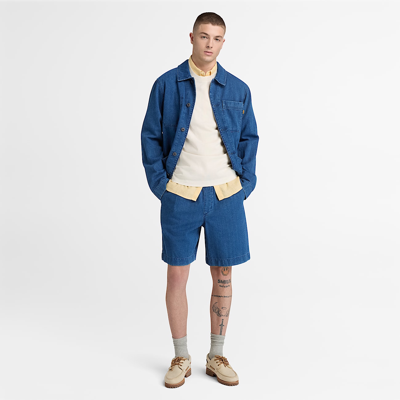 Kempshire Herringbone Denim Chore Jacket for Men in Dark Blue TBL Blue ALT2