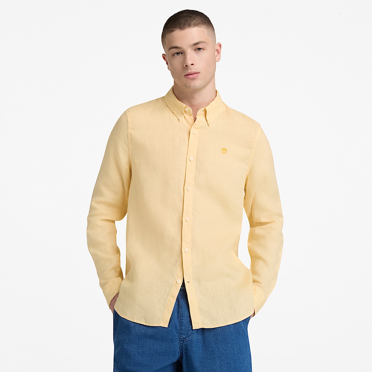 Mill Brook Linen Shirt for Men in Yellow TBL Yellow ALT1