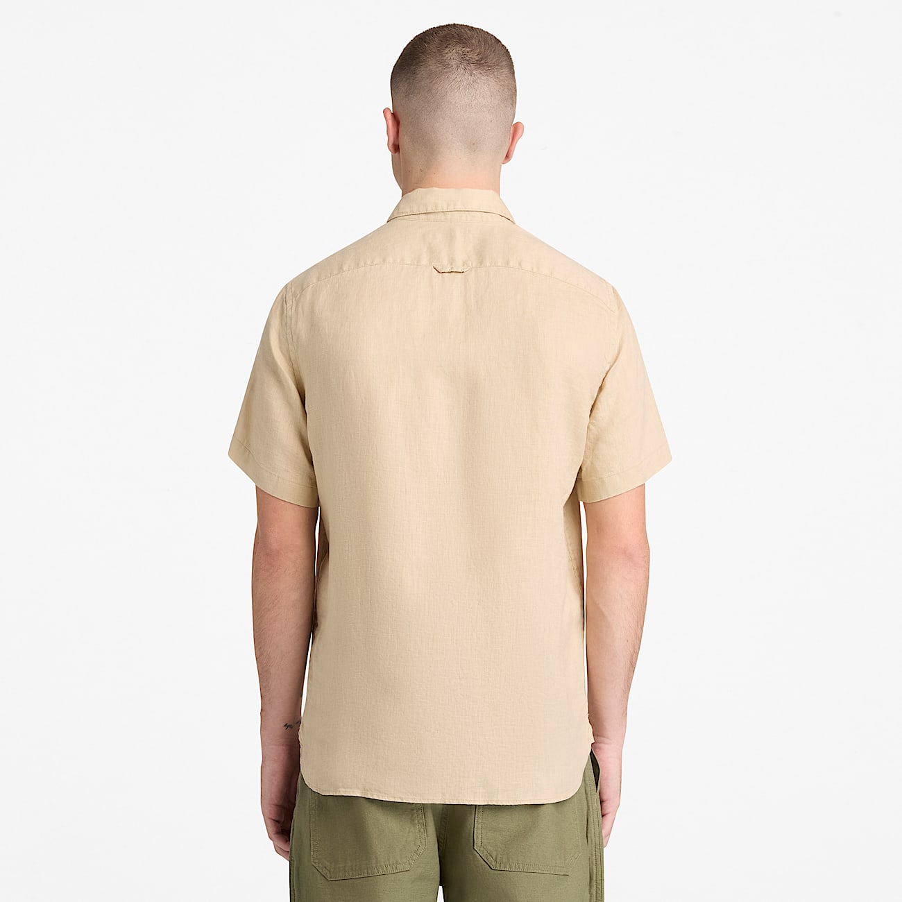 Mill Brook kurzrmeliges Leinenhemd fr Herren in Beige TBL Beige ALT8