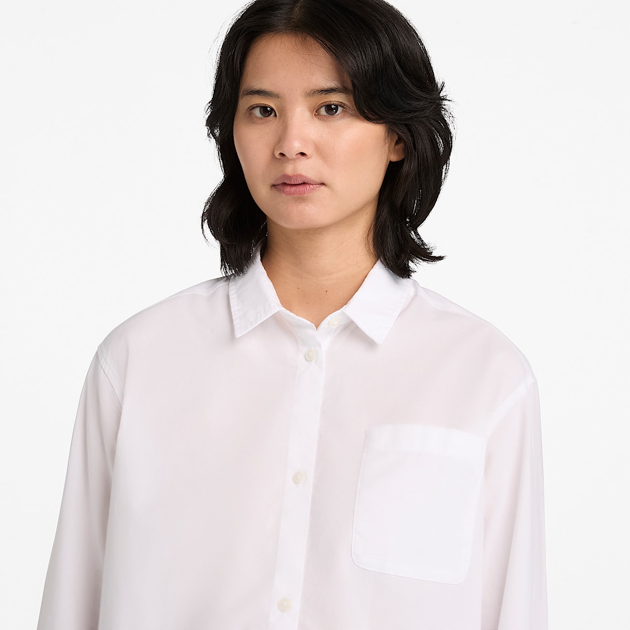 Camicia in Popeline a Maniche Lunghe da Donna in bianco - 4