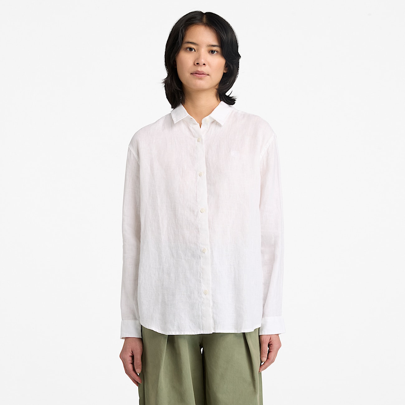 Camicia in Lino a Maniche Lunghe da Donna in bianco - 3