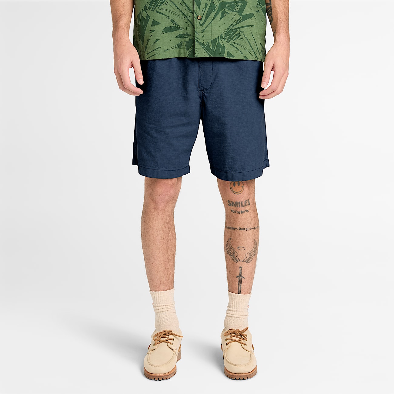 Short van licht katoen voor heren in donkerblauw TBL blauw ALT1