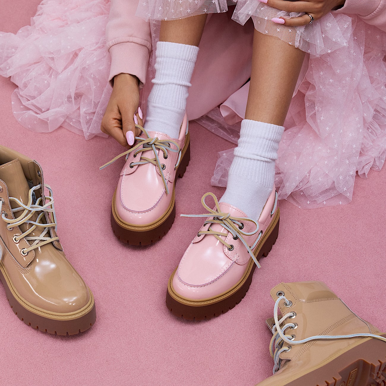 Sapato de Vela Plataforma Stone Street para Mulher em rosaclaro TBL corderosa MKTG2