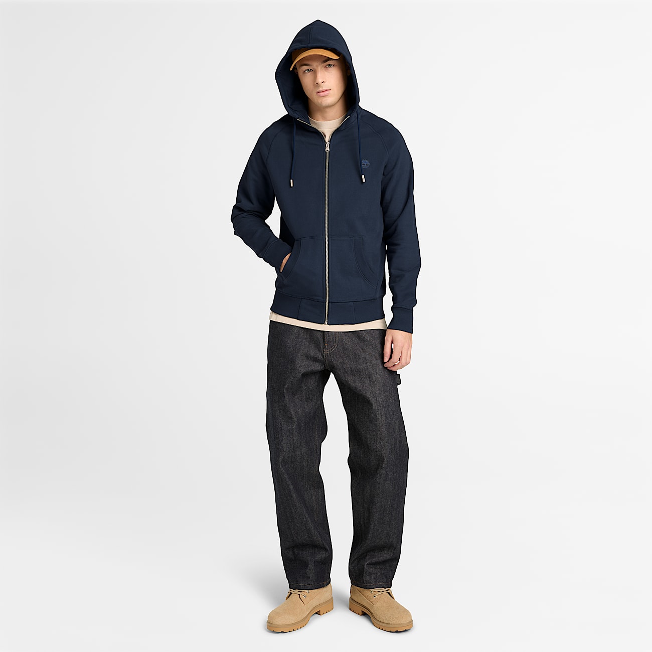 Felpa con Cappuccio e Zip Intera Exeter River da Uomo in blu scuro TBL blu ALT2