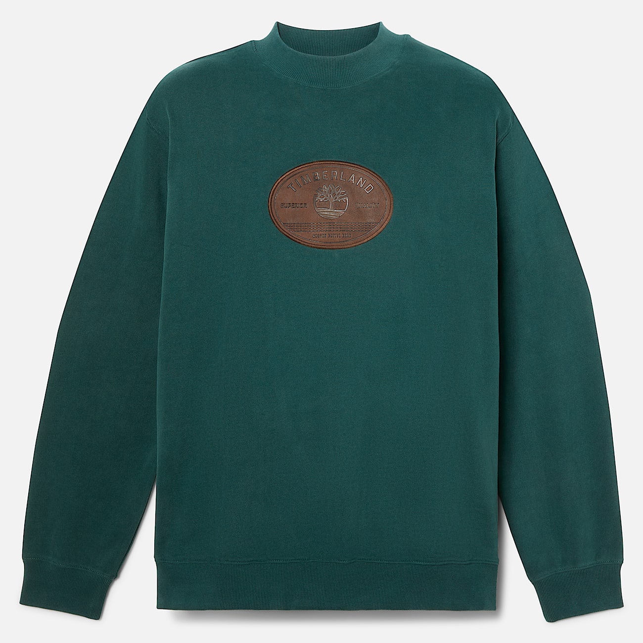 Leather Badge Sweatshirt for Men in Dark Green TBL Green HERO