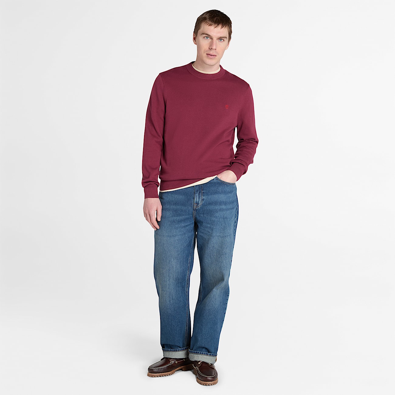 Camisola de Algodo Williams River para Homem em burgundi TBL burgundi ALT2