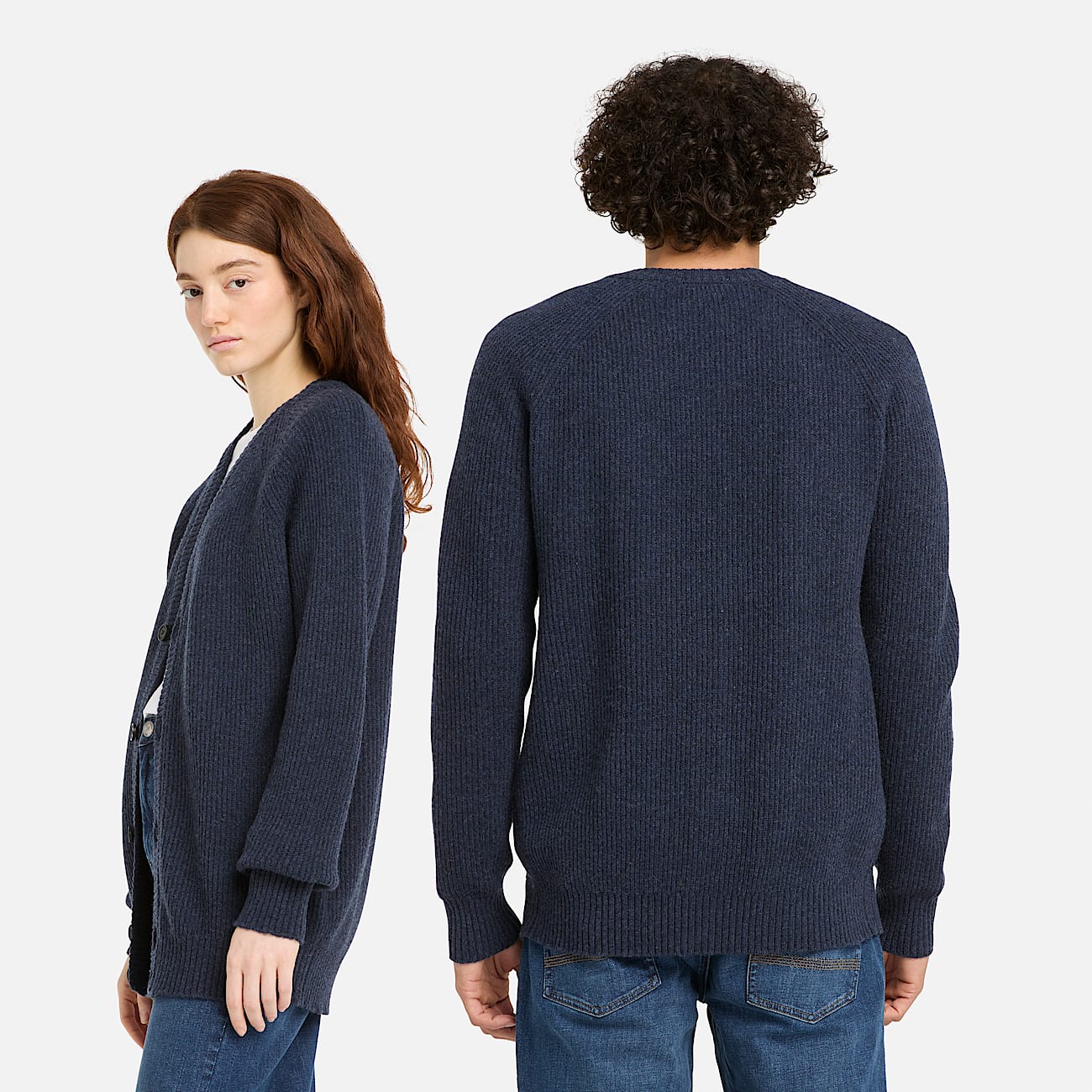 All Gender Phillips Brook Raglan Sleeve Cardigan Jumper in Dark Blue TBL Blue ALT2