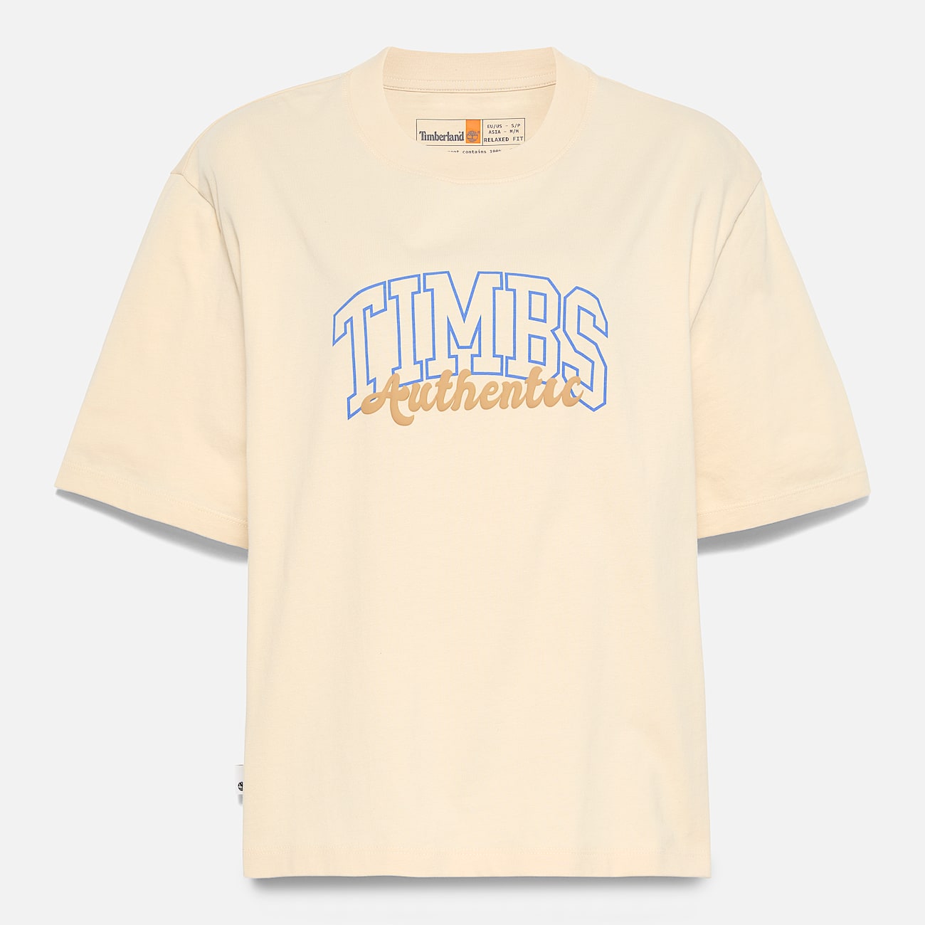 Tshirt de Manga Curta com Grfico de Estilo Universitrio Timberland para Mulher em bege TBL bege HERO