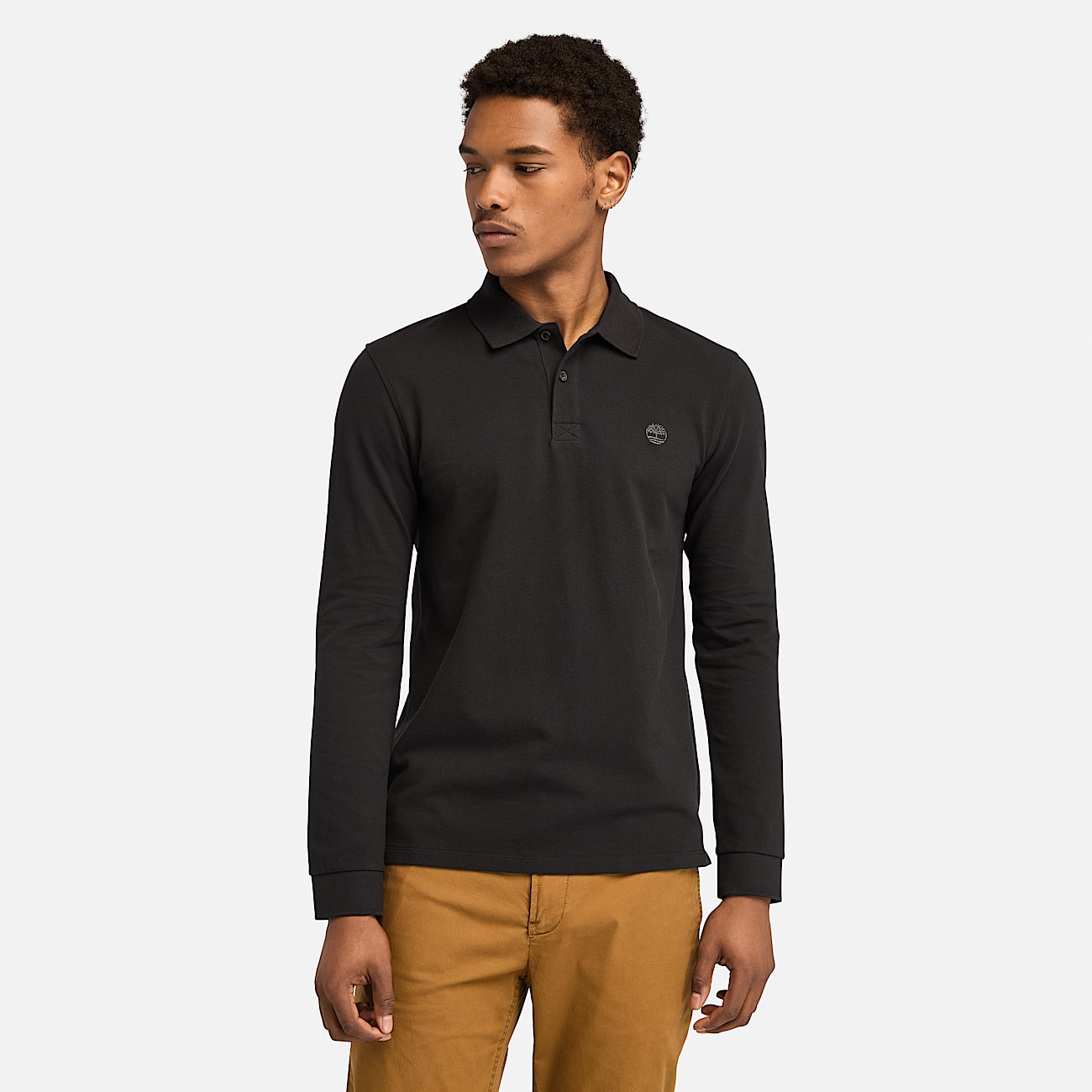 Millers River LongSleeve Pique Polo for Men in Black TBL Black ALT1