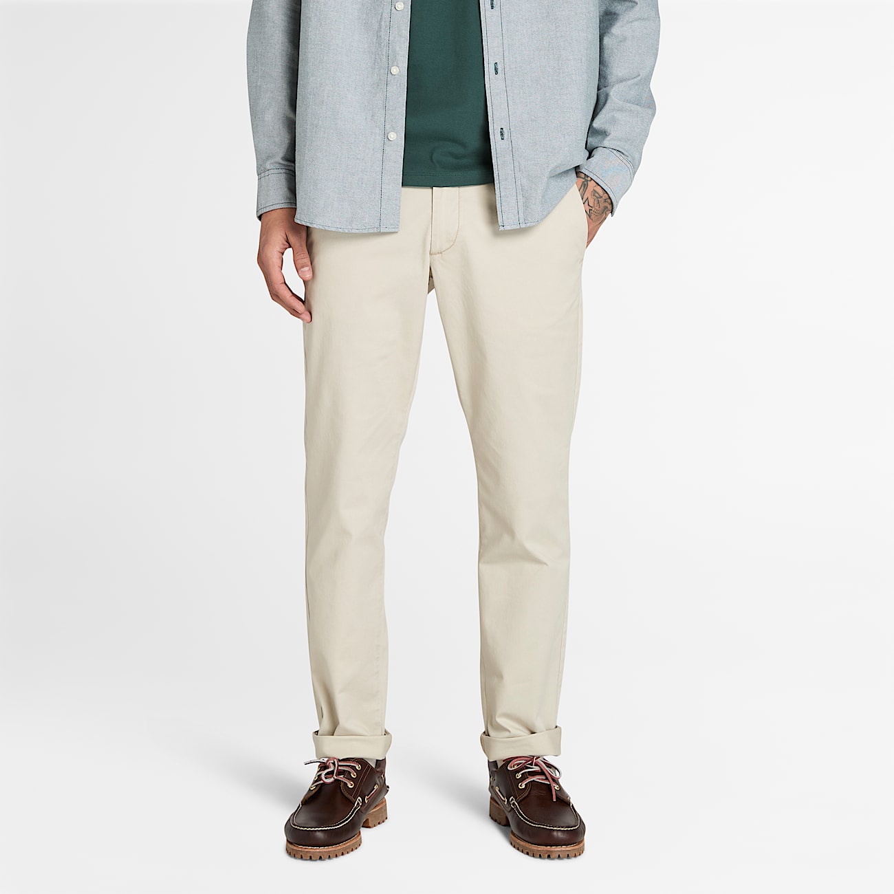 Calas Chino em Sarja Justas Claremont para Homem em cinzento TBL cinzento ALT1