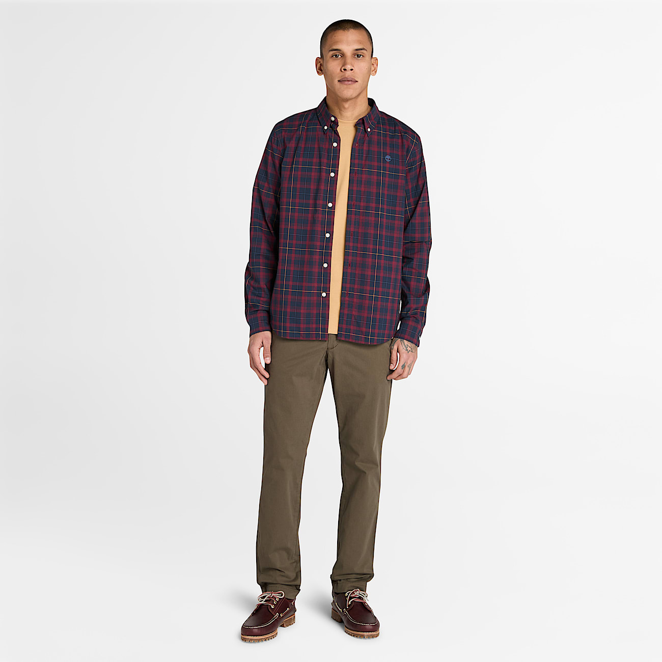 Calas Chino em Sarja Justas Claremont para Homem em verde TBL verde ALT2