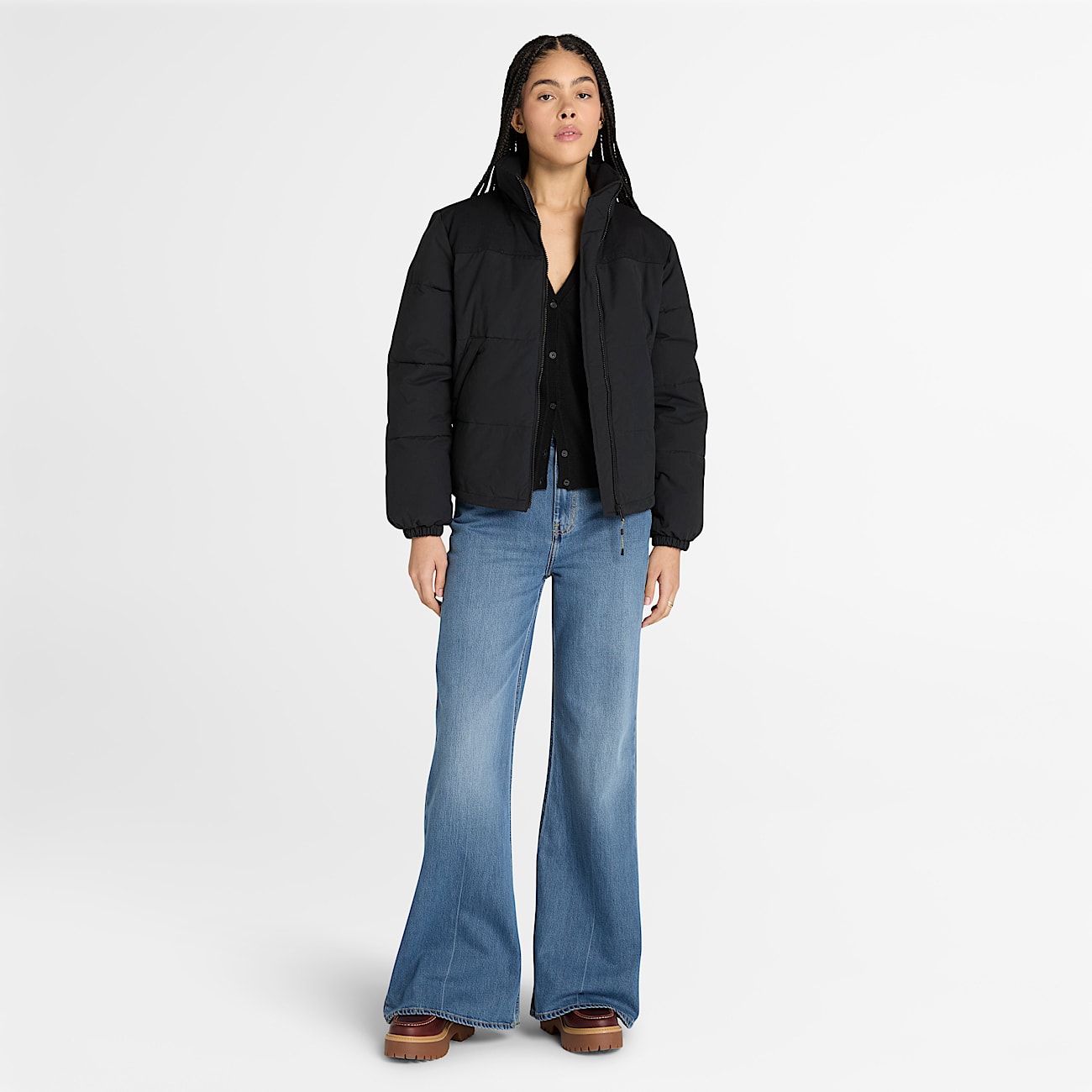 Timberland Merino Cardigan for Women in Black TBL Black ALT2