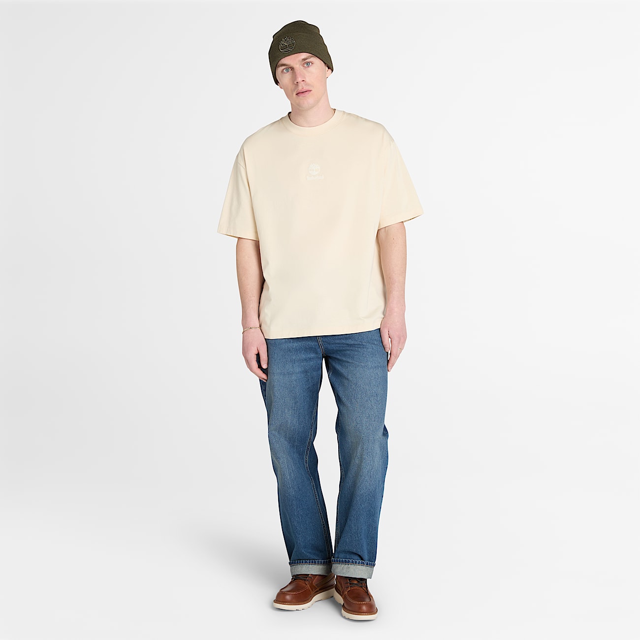 Tshirt con Doppio Logo Tono su Tono Hampton da Uomo in beige TBL beige ALT2